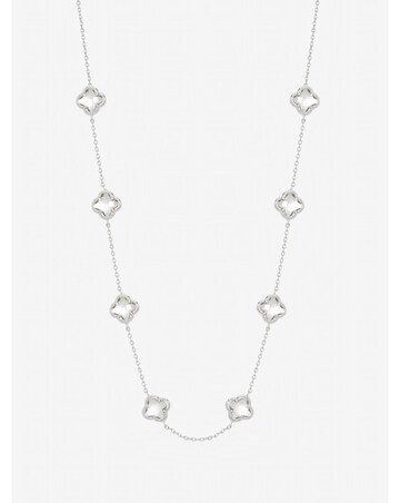 Inicio Sterling Silver Plated Crystal Clover Necklace - Gift Pouch