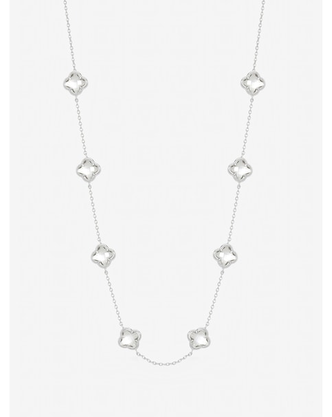 Inicio Sterling Silver Plated Crystal Clover Necklace - Gift Pouch