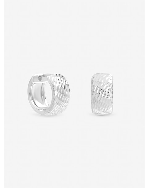 Inicio Sterling Silver Plated Textured Chubby Hoop Earrings