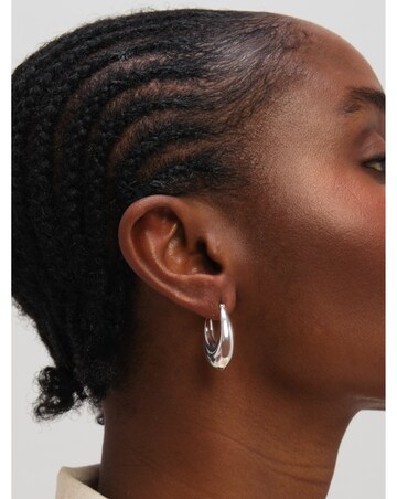 Inicio Sterling Silver Plated Chunky Curved Creole Hoops