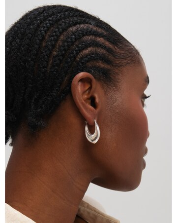 Inicio Sterling Silver Plated Chunky Curved Creole Hoops