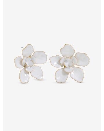 Mood Gold White Floral Earrings