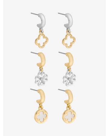 Mood Two Tone Clover Earrings - Pack Of 3