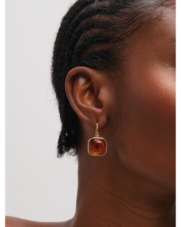 Mood Gold Plated Square Resin Drop Earrings