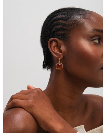 Mood Gold Plated Square Resin Drop Earrings