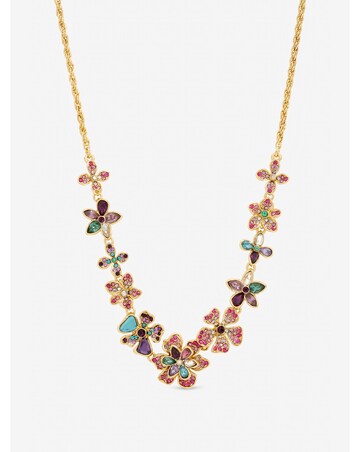 Mood Gold Plated and Multi Coloured Floral Statement Necklace