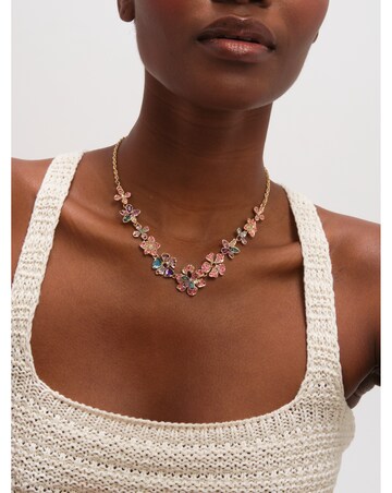 Mood Gold Plated and Multi Coloured Floral Statement Necklace