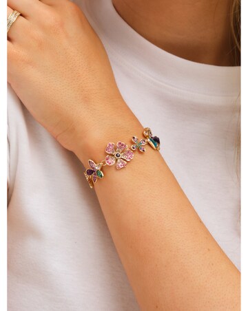 Mood Gold Plated and Multi Coloured Floral Statement Bracelet