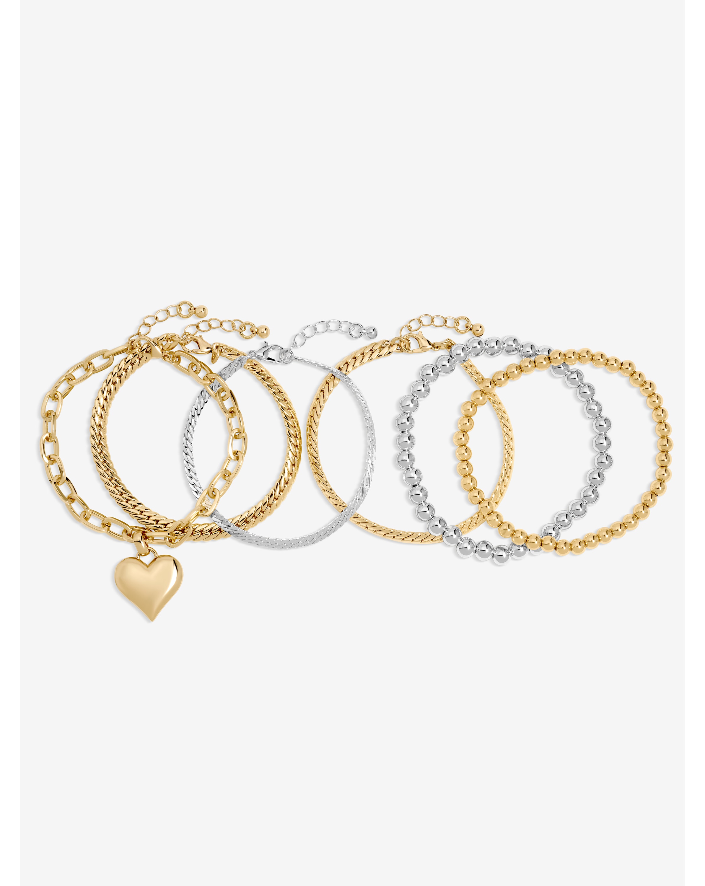 Mood Two Tone Heart Bracelet - Pack of 4