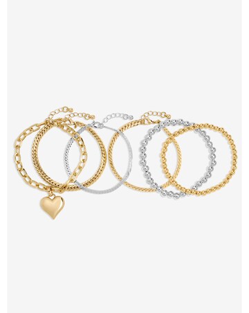 Mood Two Tone Heart Bracelet - Pack of 4