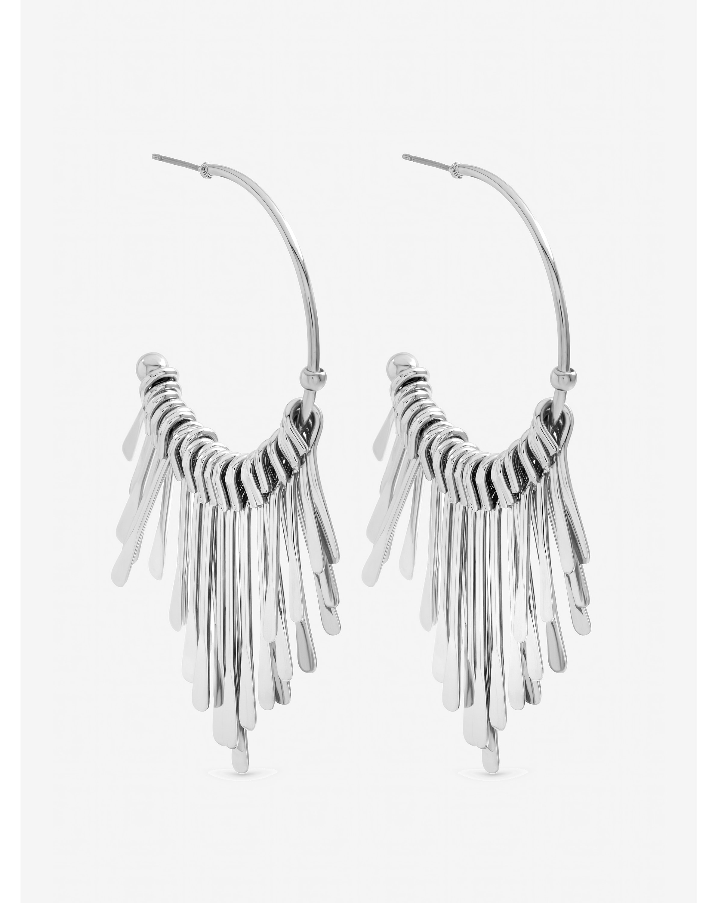 Mood Silver Plated Polished Stick Hoops