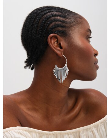 Mood Silver Plated Polished Stick Hoops