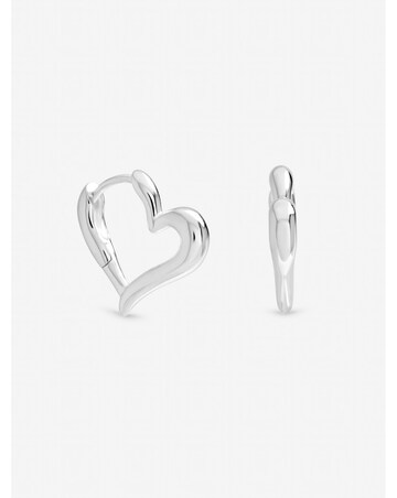 Inicio Sterling Silver Plated Polished Heart Hoop Earrings