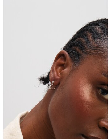 Inicio Sterling Silver Plated Polished Heart Hoop Earrings