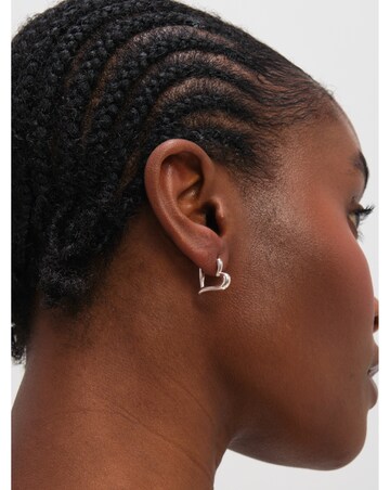 Inicio Sterling Silver Plated Polished Heart Hoop Earrings