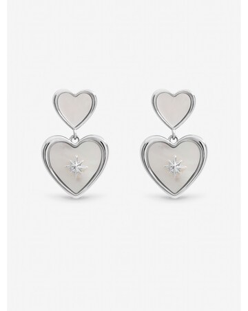 Inicio Sterling Silver Plated Mother of Pearl Celestial Heart Drop Earrings