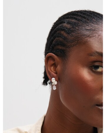 Inicio Sterling Silver Plated Satin Floral Drop Earrings