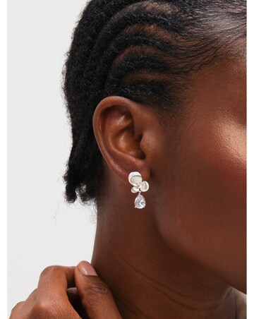 Inicio Sterling Silver Plated Satin Floral Drop Earrings