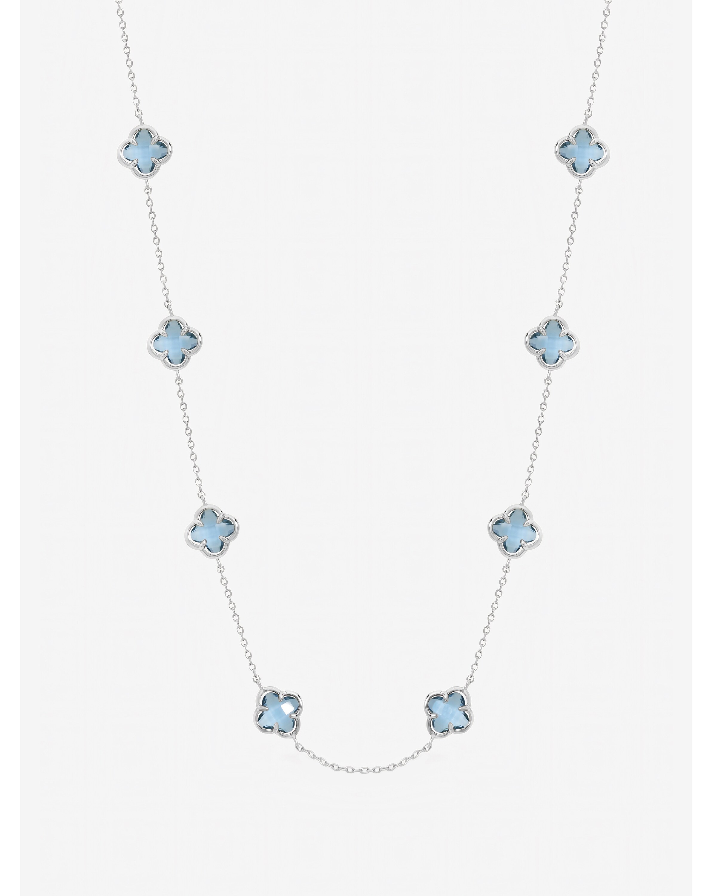 Light Sapphire Clover Necklace