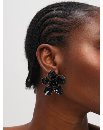 Mood Jet Statement Flower Earrings