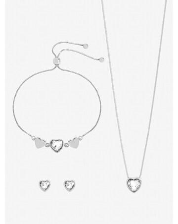 Jon Richard Silver Crystal Heart Trio Set - Gift Box