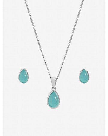 Inicio Sterling Silver Plated Turquoise Peardrop Set - Gift Box