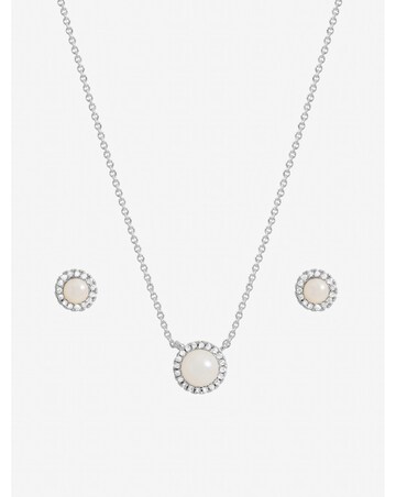 Inicio Sterling Silver Plated Pearl Halo Set - Gift Box