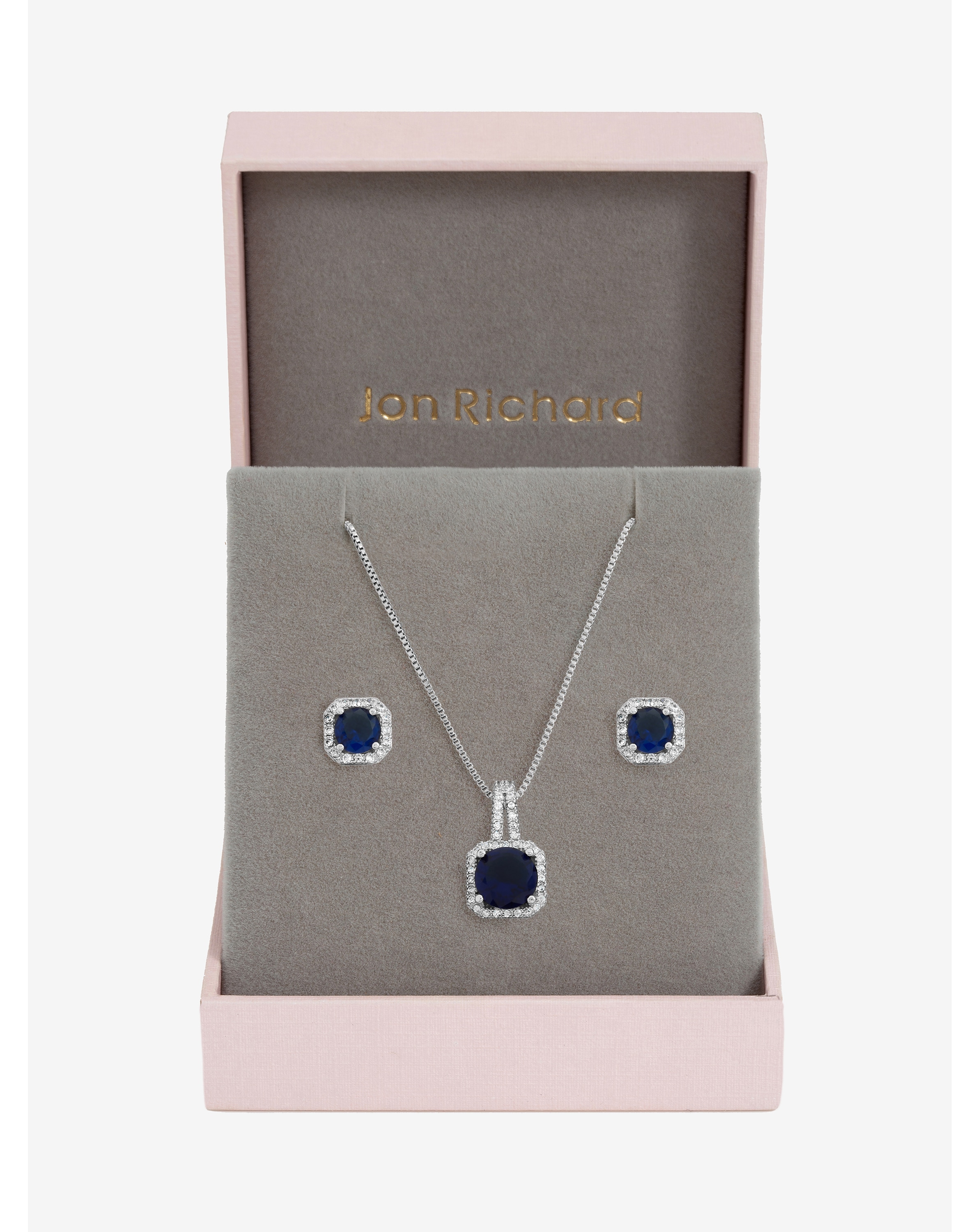 Rhodium Plated CZ Square Set - Gift Box