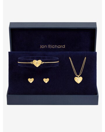 Jon Richard Gold Plated Diamond Cut Heart Set - Gift Box