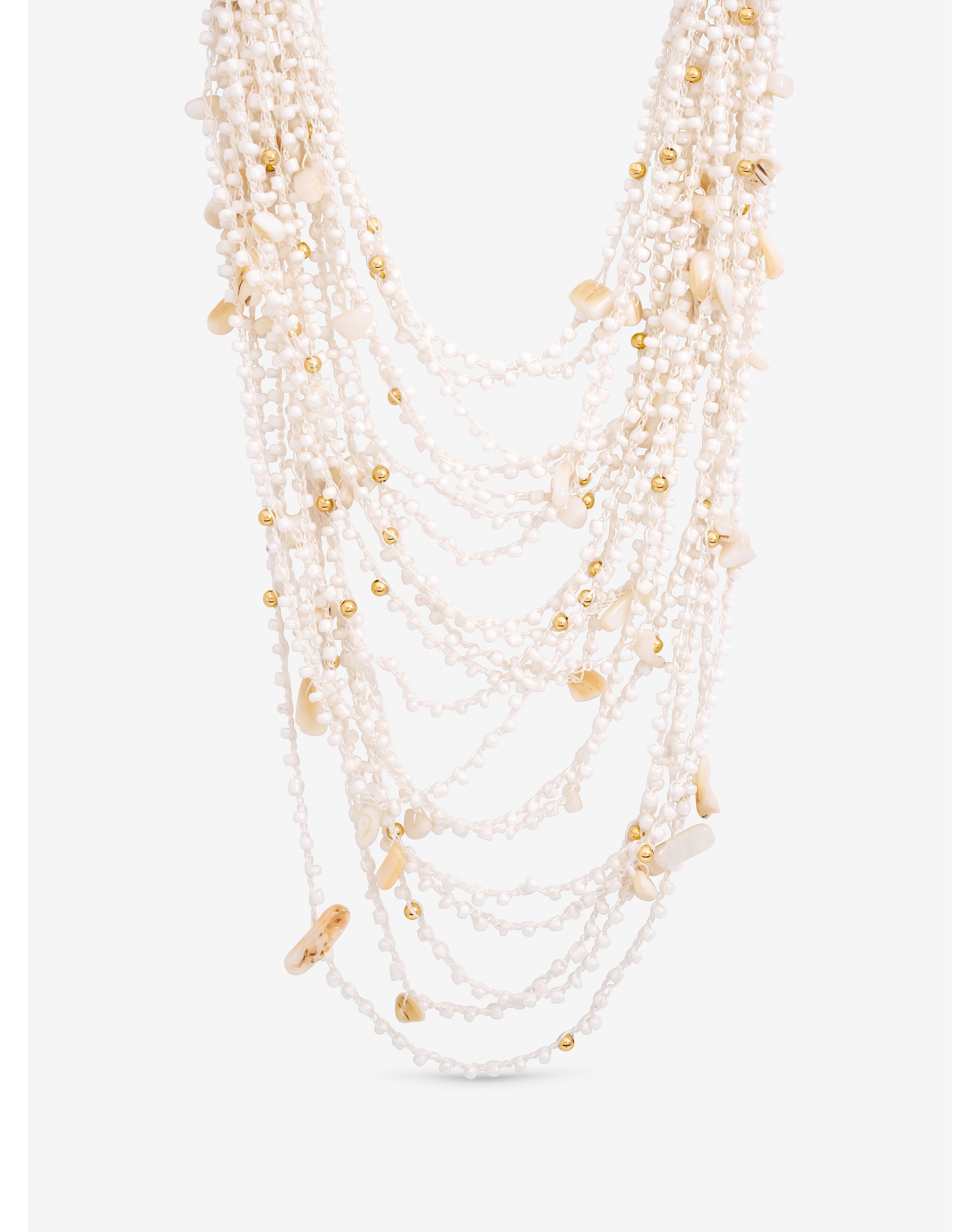 Gold Plated Multirow Beaded Necklace