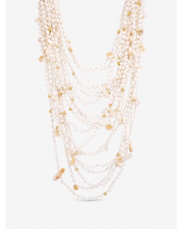Mood Gold Plated Statement Multirow Beaded Necklace