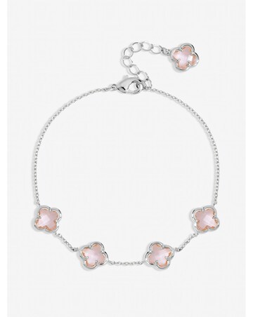 Inicio Sterling Silver Plated Vintage Rose Clover Bracelet - Gift Pouch