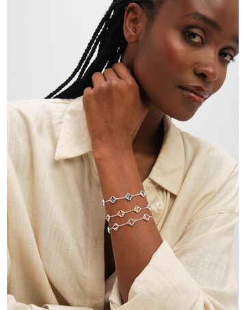 Inicio Sterling Silver Plated Vintage Rose Clover Bracelet - Gift Pouch