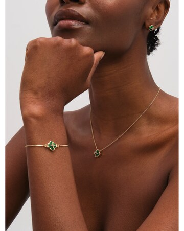 Jon Richard Gold Plated and Malachite Clover Trio Set - Gift Box
