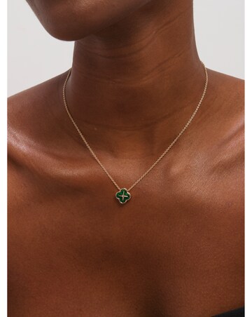 Jon Richard Gold Plated and Malachite Clover Trio Set - Gift Box