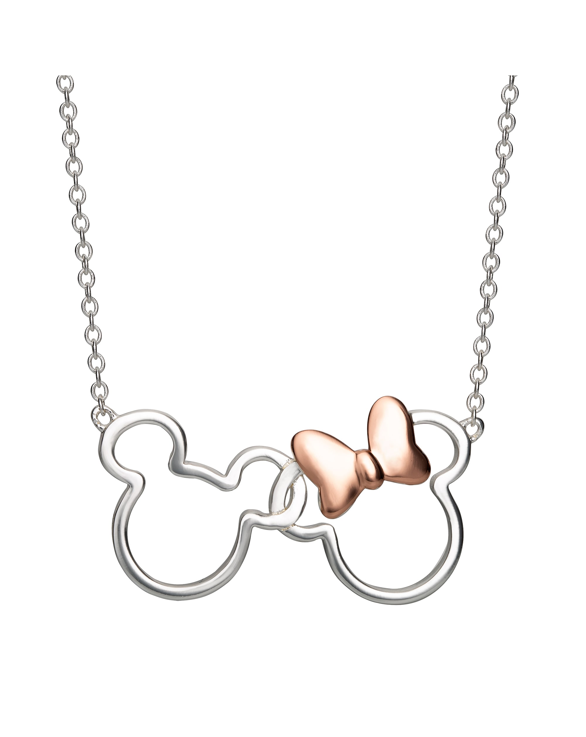 New In - Minnie & Mickey Silver Necklace