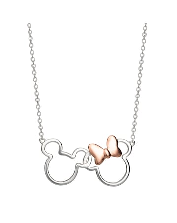 Minnie & Mickey Silver Necklace