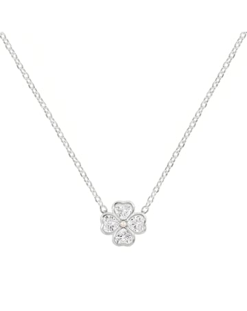 Radley Silver Clear CZ Flower Necklace