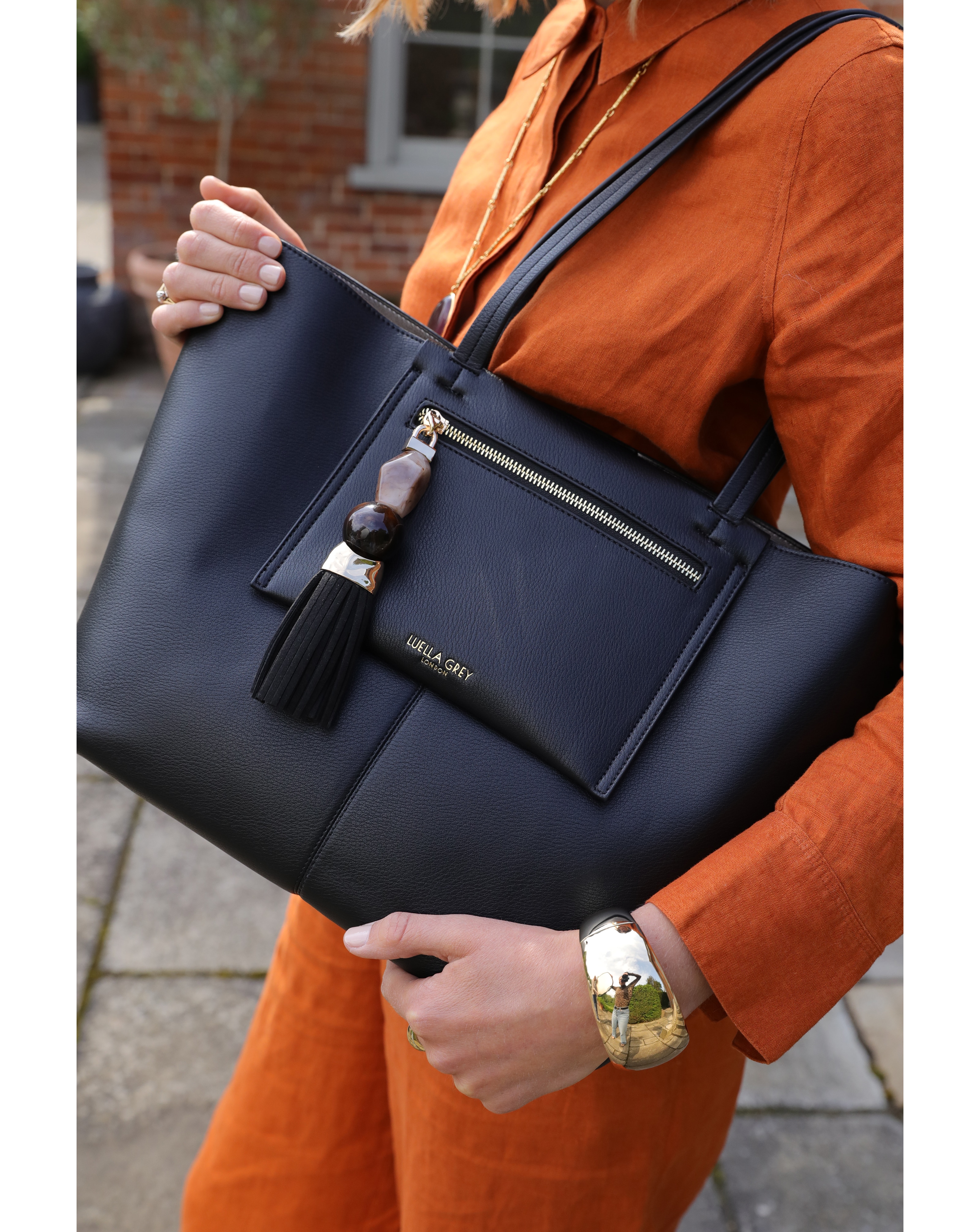 New In - Luella Grey Cindy Black Casual Tote