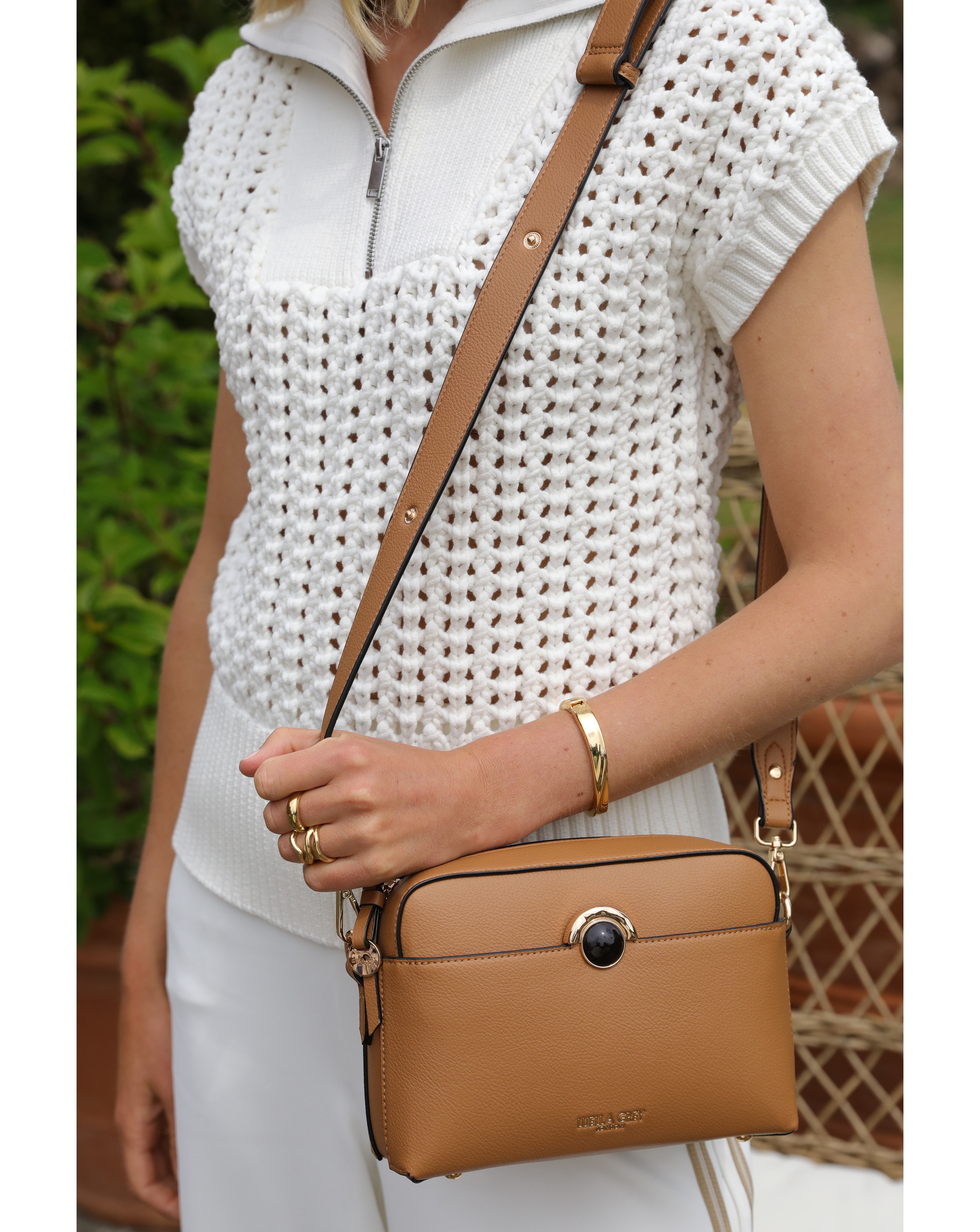 New In - Luella Grey Sian Camel Camera Crossbody