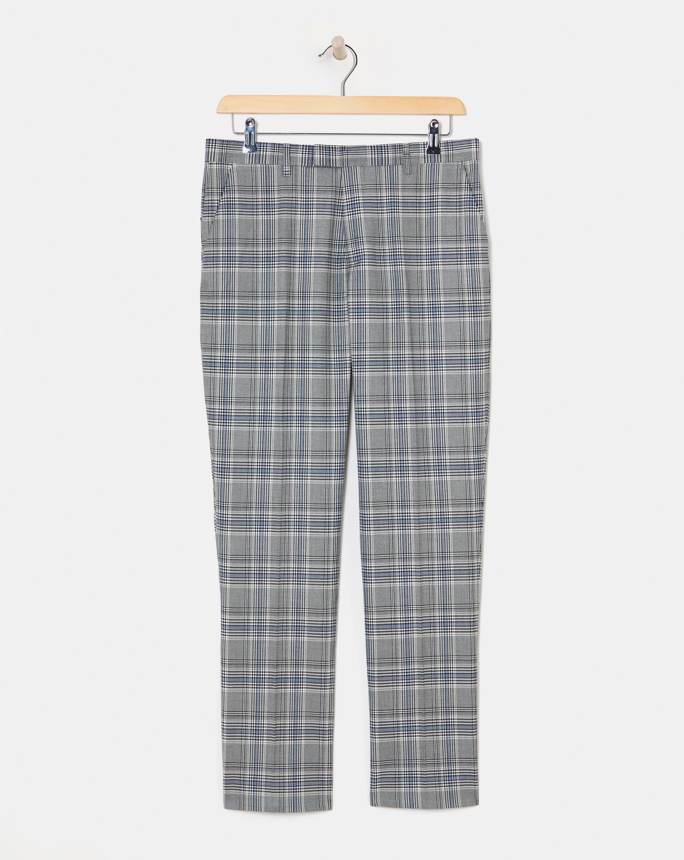 Grey Check Regular Fit Suit Trouser