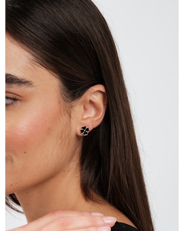Jon Richard Jet Enamel Clover Studs