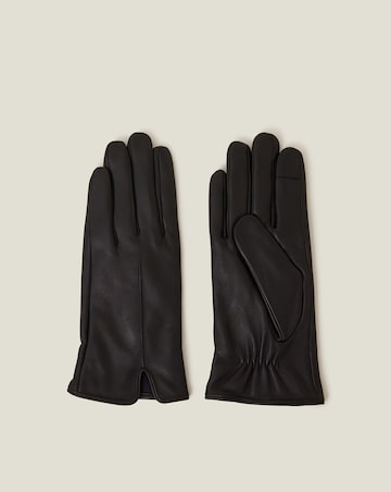Faux Fur Lined Touchscreen Leather Gloves