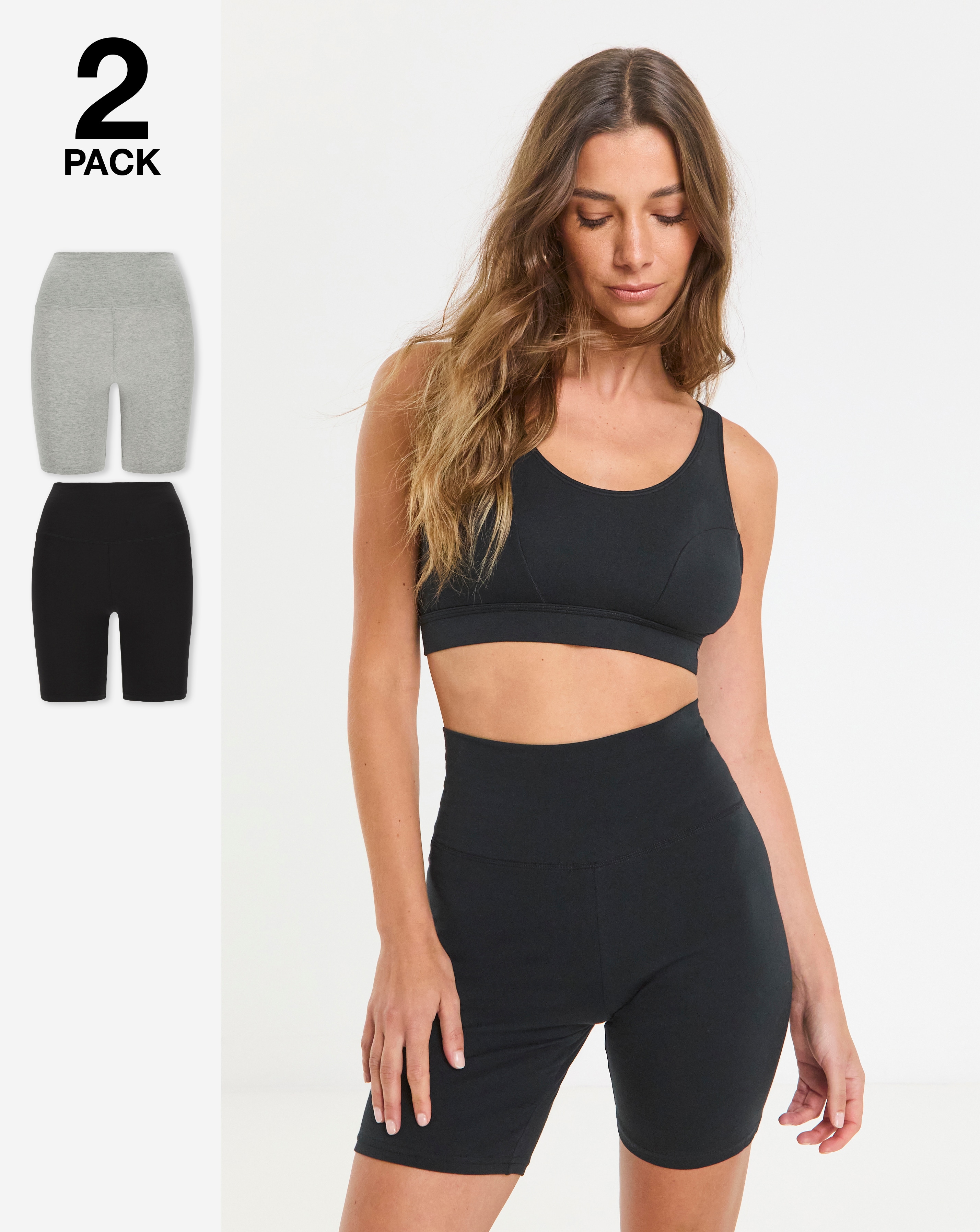 2 Pack Cotton Comfort Cycling Shorts