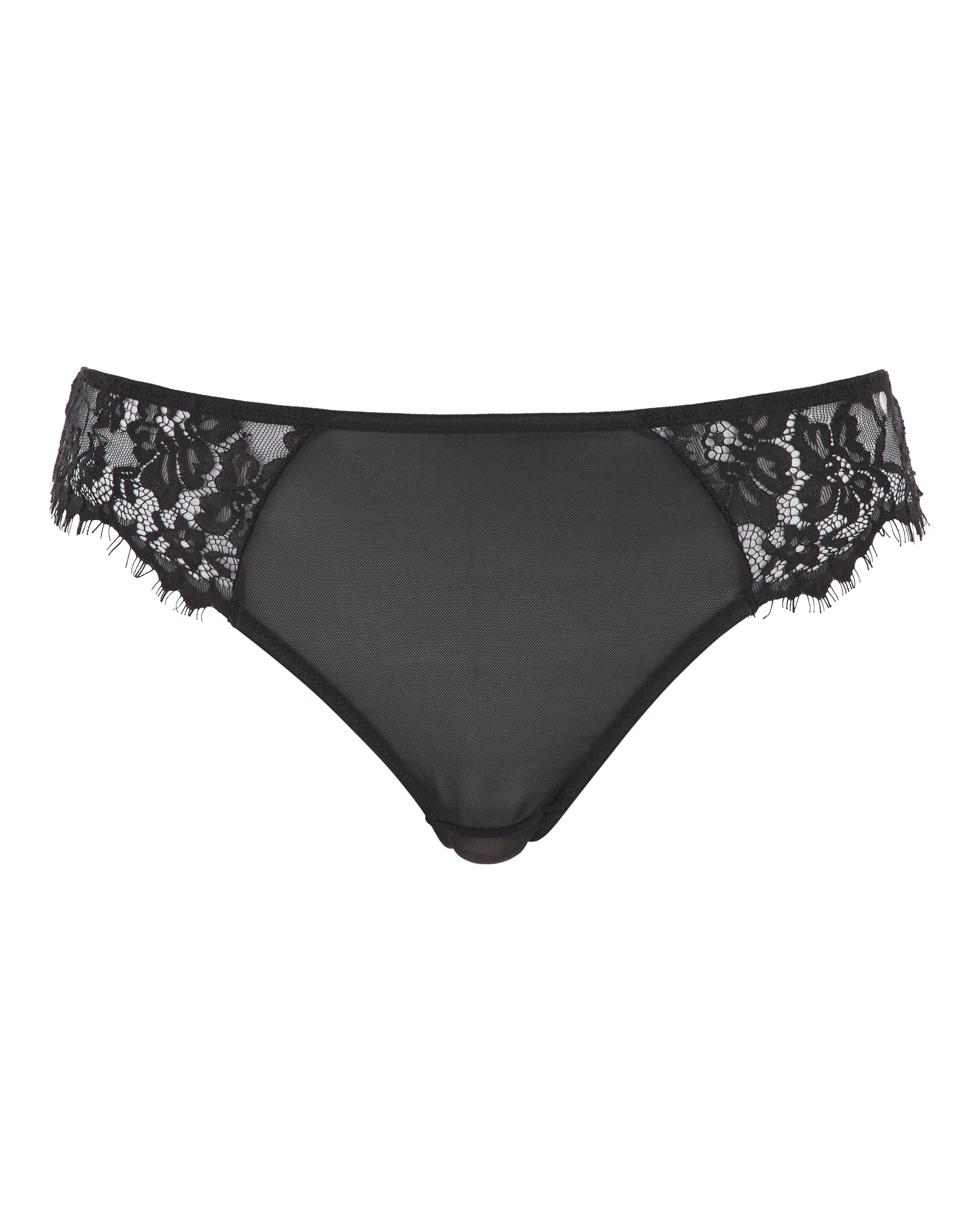 Contemporary Cappu/Black Mesh&Lace Brief