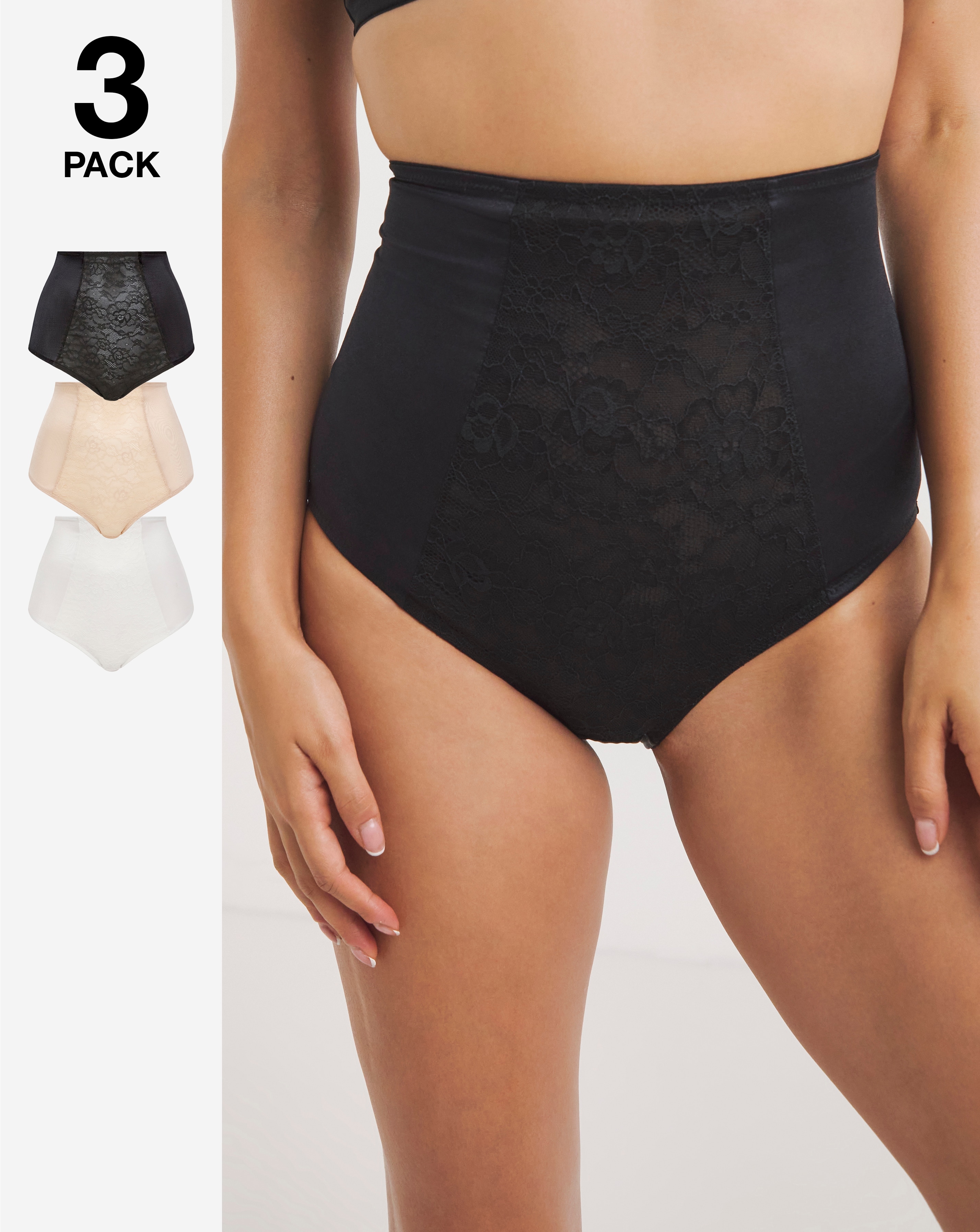 3 Pack High Waist Firm Control Knickers