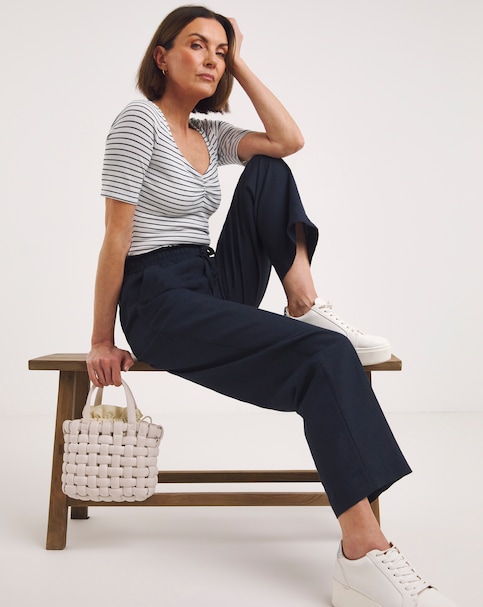 Easy Care Linen Mix Straight Leg Trouser