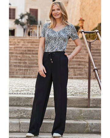 Sosandar Wide Leg Tie Waist Trouser