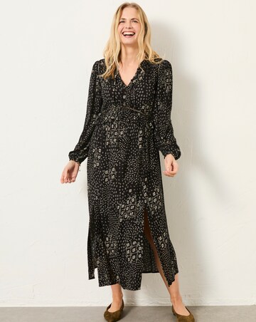 FatFace Tara Mono Floral Midi Dress