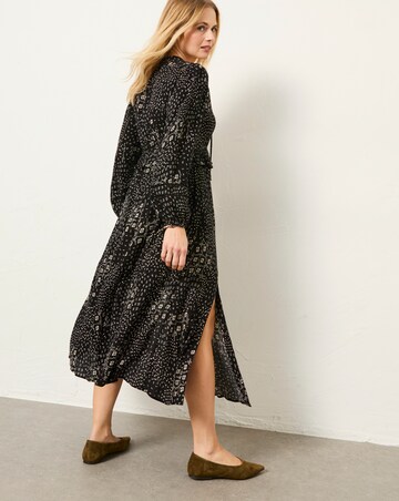 FatFace Tara Mono Floral Midi Dress